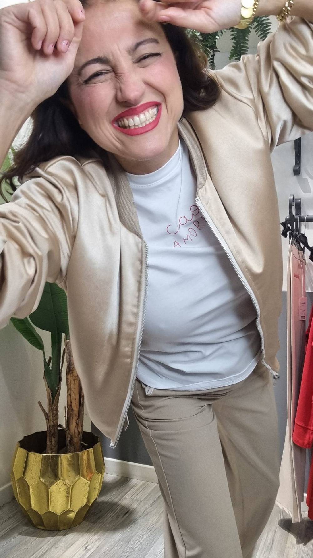 Le Chicche Bomber Rosa Satinato Vendita calda