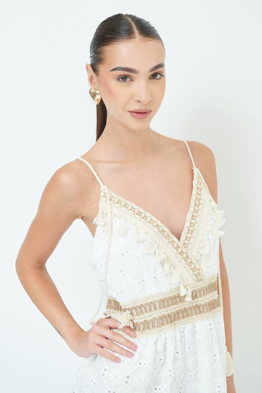 ﻿Kikisix ABITO LUNGO CON S.GALLO E NAPPE BIANCO Italia