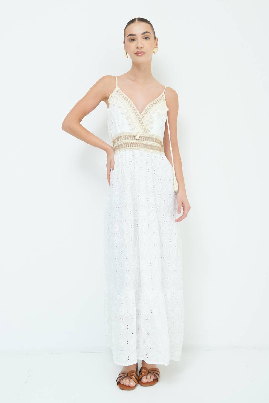 ﻿Kikisix ABITO LUNGO CON S.GALLO E NAPPE BIANCO Italia