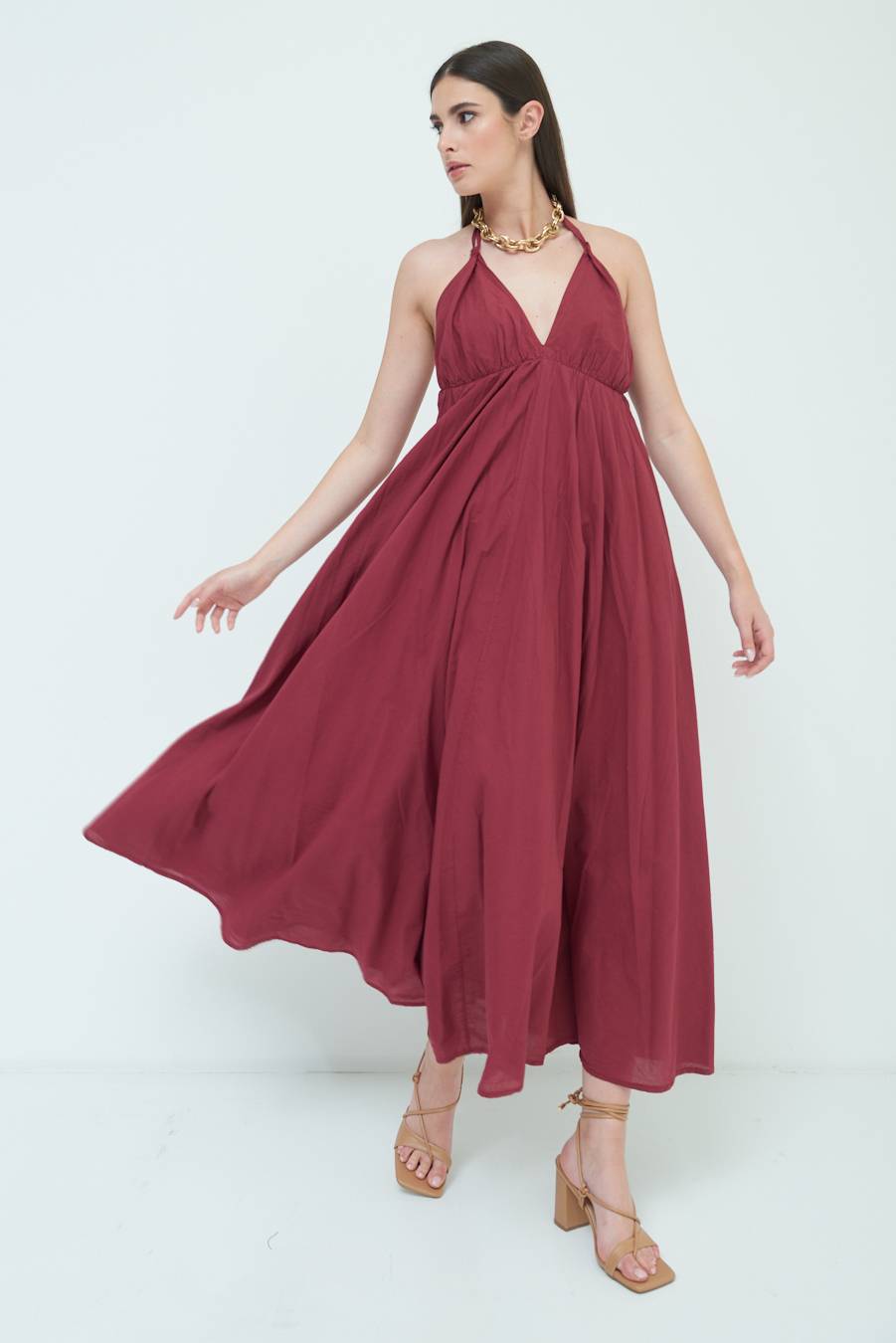 Kikisix ABITO LUNGO INCROCIATO DIETRO ROSSO INDIA Shopping Online