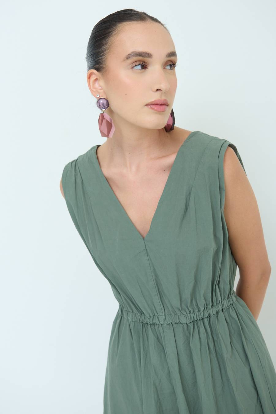 Kikisix ABITO MIDI CON ELASTICO VERDE MILITARE Sconto