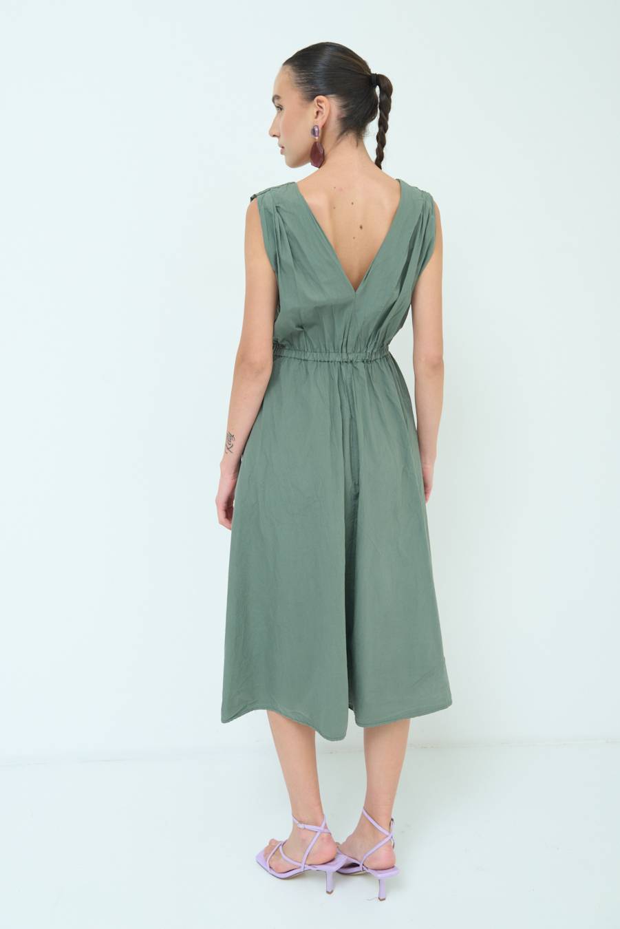 Kikisix ABITO MIDI CON ELASTICO VERDE MILITARE Sconto