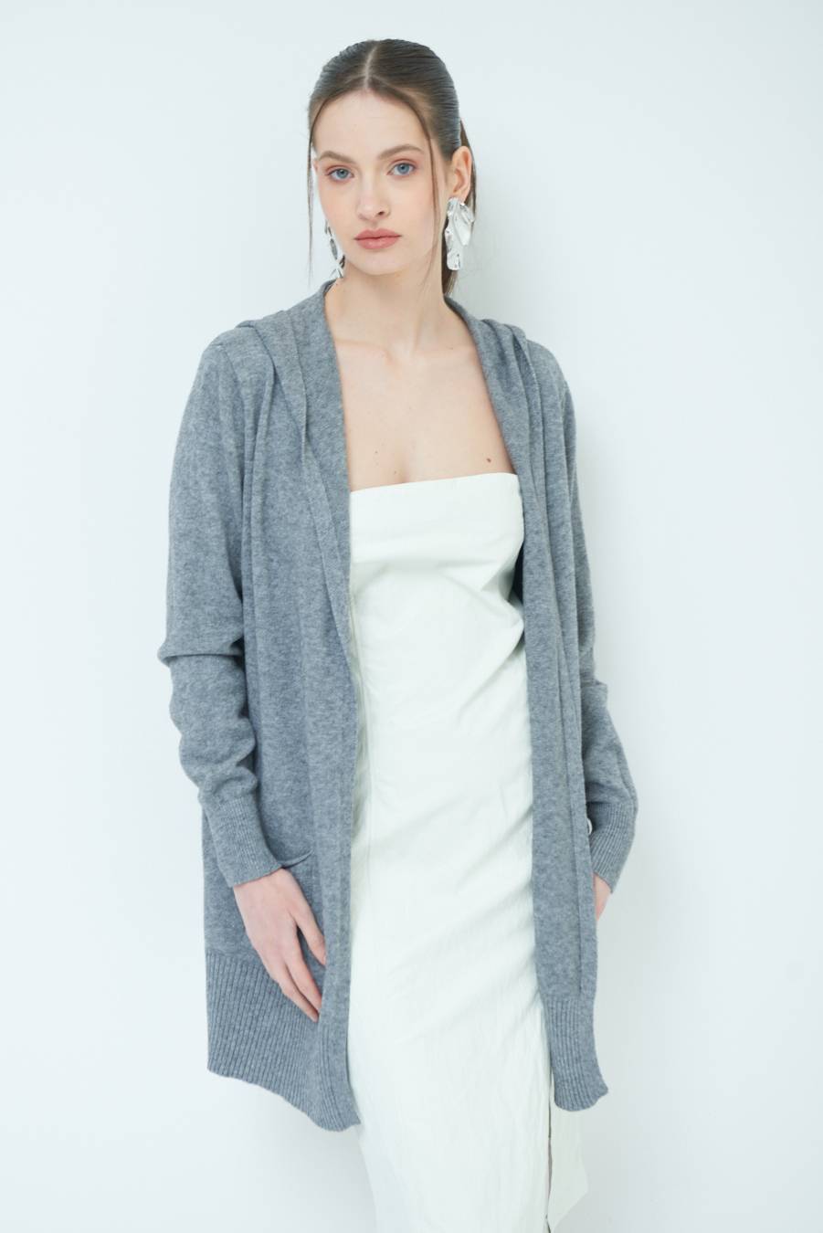 Kikisix CARDIGAN CON DUE TASCHE GRIGIO Outlet