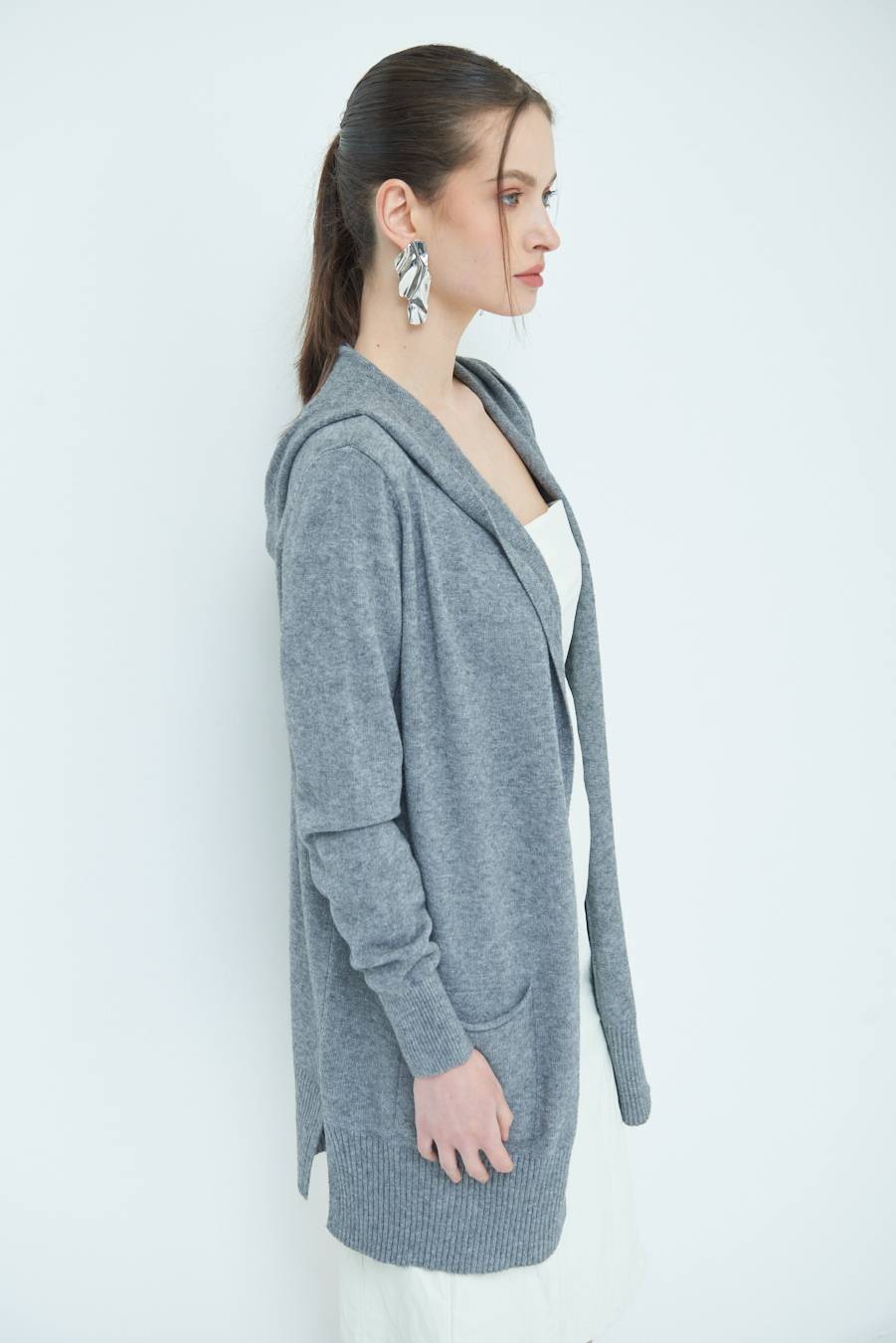Kikisix CARDIGAN CON DUE TASCHE GRIGIO Outlet