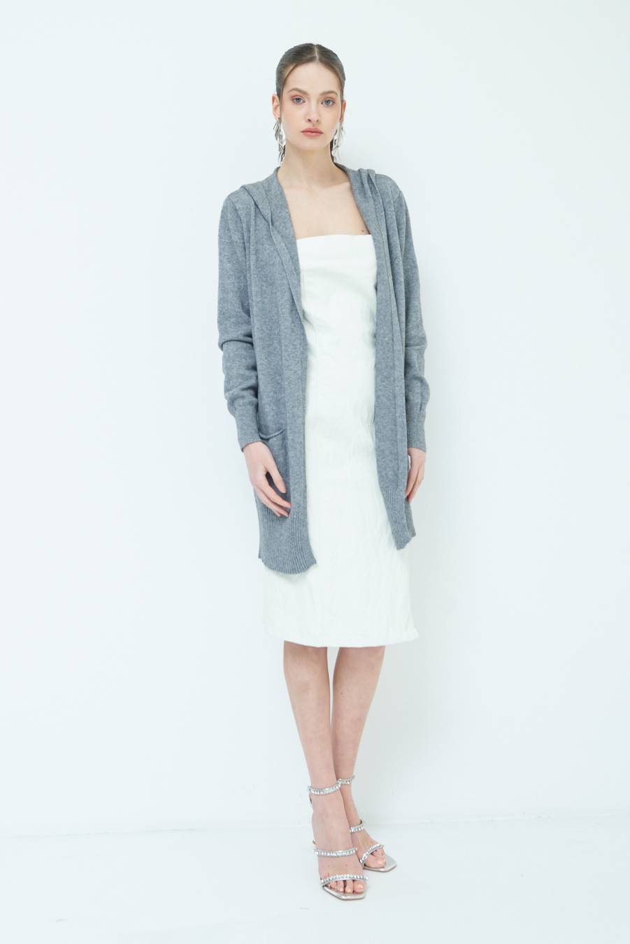 Kikisix CARDIGAN CON DUE TASCHE GRIGIO Outlet