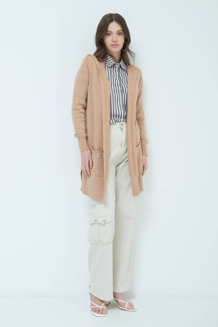 Kikisix CARDIGAN CON DUE TASCHE CAMMELLO In Vendita