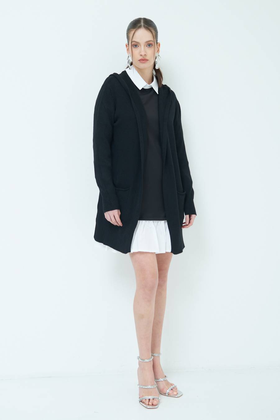 Kikisix CARDIGAN CON DUE TASCHE NERO Saldi