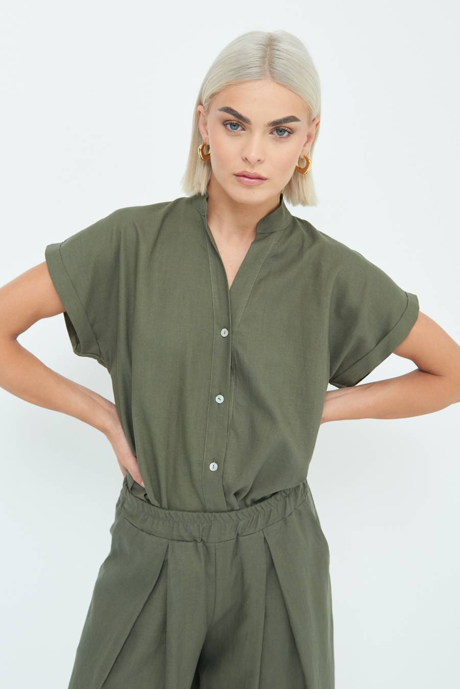 Kikisix CAMICIA MANICA ALETTA VERDE MILITARE I Più Venduti