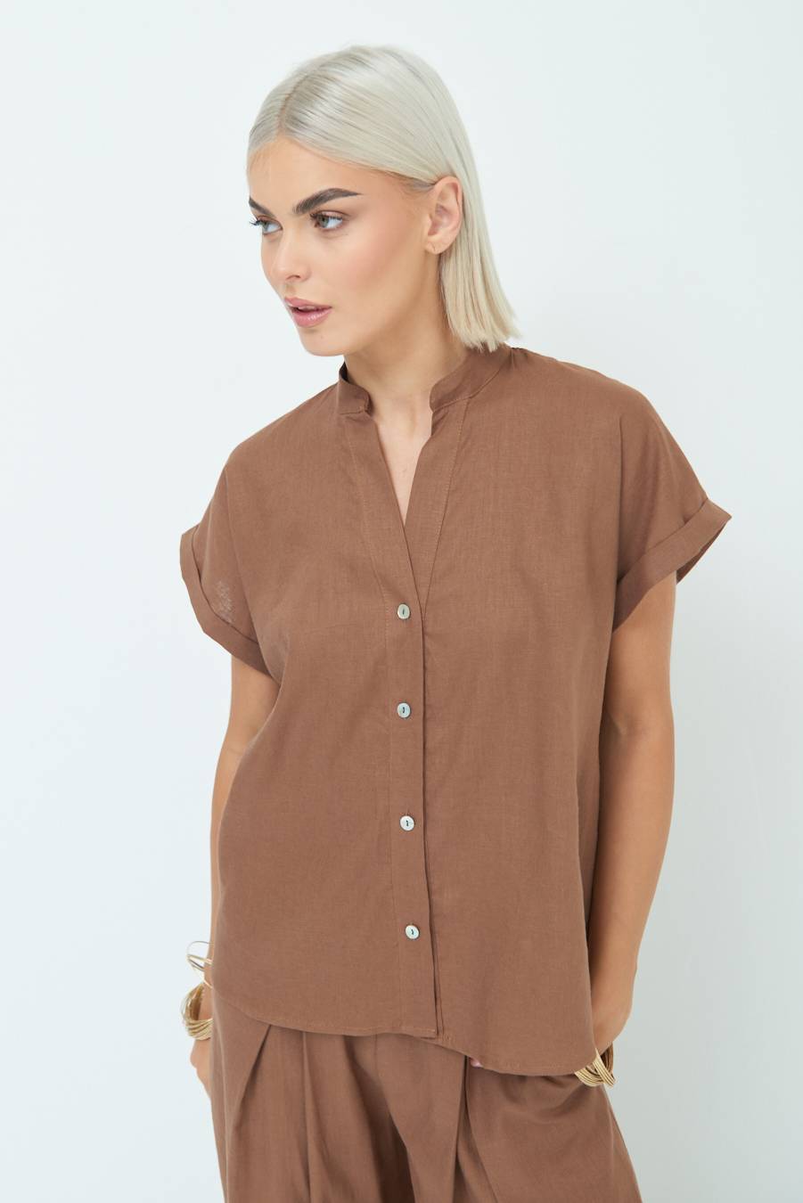 Kikisix CAMICIA MANICA ALETTA CIOCCOLATO Vendite Flash