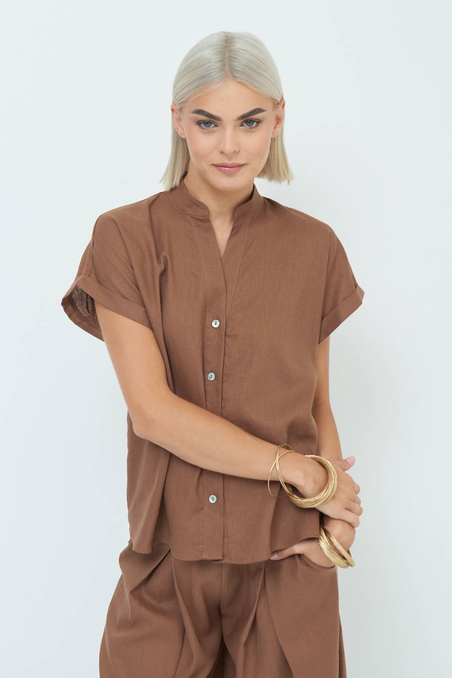 Kikisix CAMICIA MANICA ALETTA CIOCCOLATO Vendite Flash