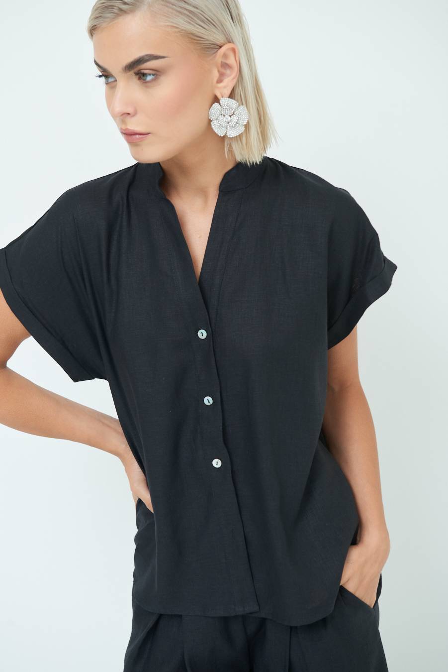 Kikisix CAMICIA MANICA ALETTA NERO Negozio