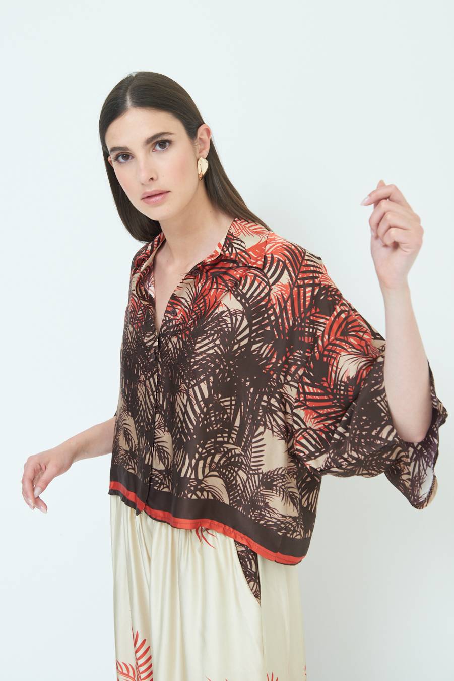 Kikisix CAMICIA FANTASIA BALZA MORO/ARANCIO Moda
