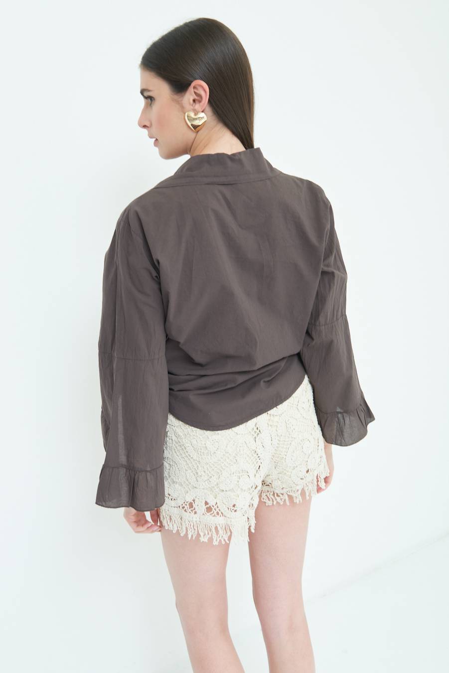 Kikisix CAMICIA MUSSOLA CON NODO CIOCCOLATO Italia