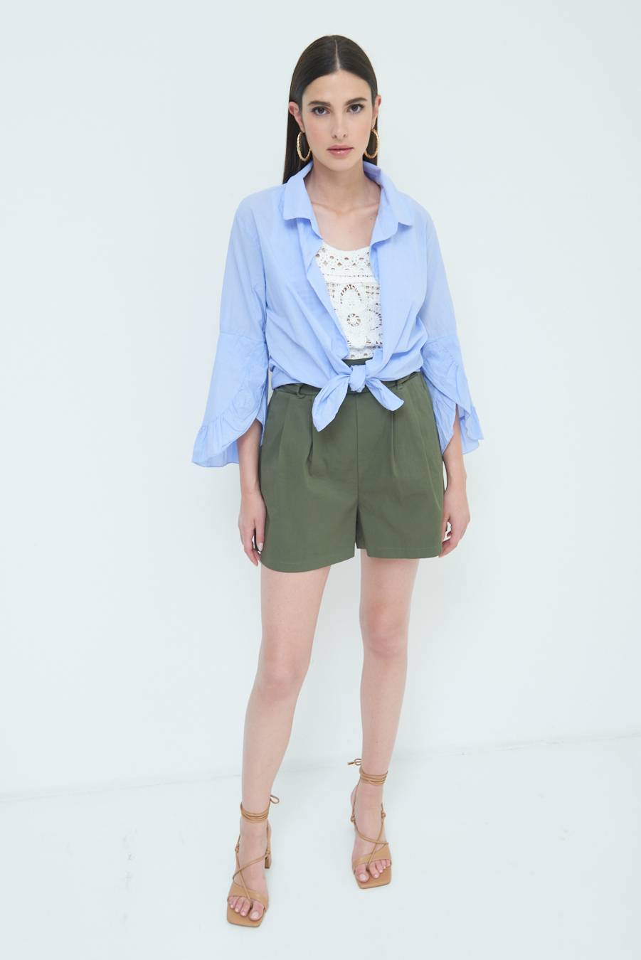 Kikisix CAMICIA MUSSOLA CON NODO AZZURRO 2025