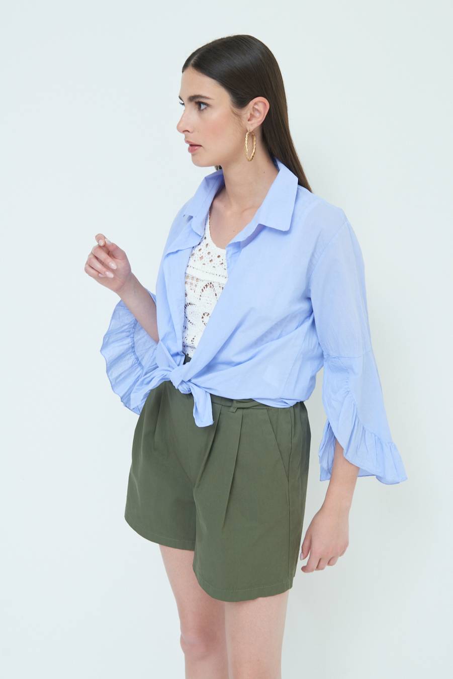 Kikisix CAMICIA MUSSOLA CON NODO AZZURRO 2025
