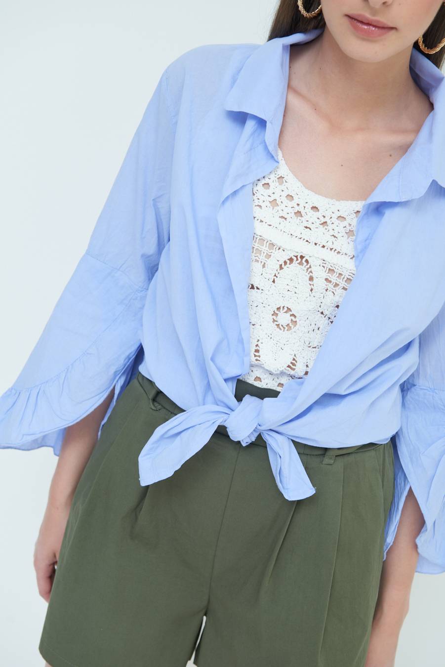 Kikisix CAMICIA MUSSOLA CON NODO AZZURRO 2025