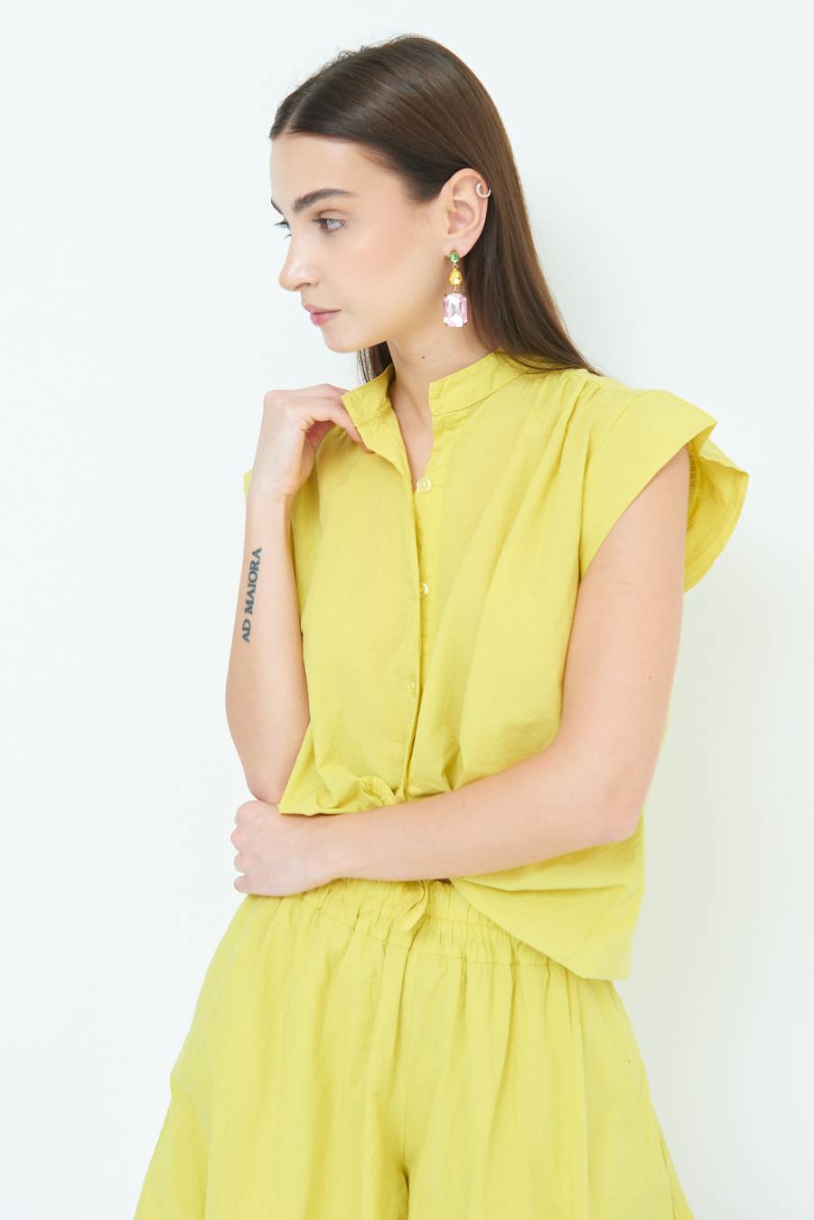 Kikisix CAMICIA SMANICATA CON NODO LIMONE Soddisfazione Garantita