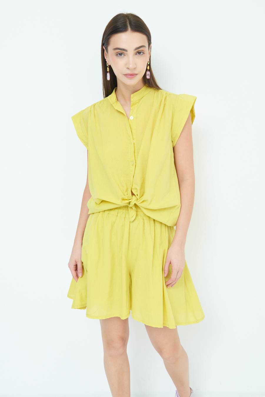 Kikisix CAMICIA SMANICATA CON NODO LIMONE Soddisfazione Garantita