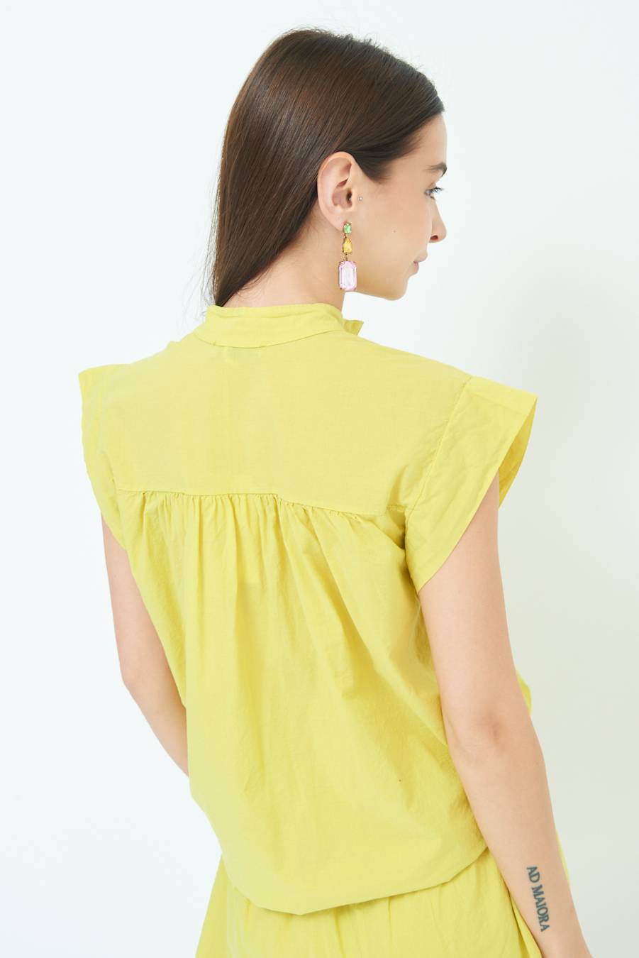 Kikisix CAMICIA SMANICATA CON NODO LIMONE Soddisfazione Garantita