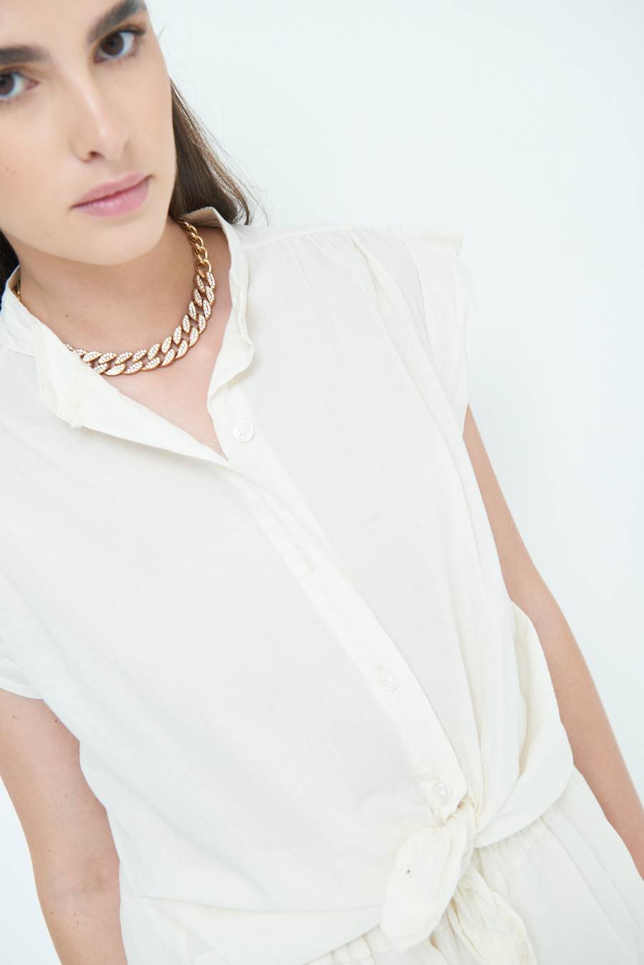Kikisix CAMICIA SMANICATA CON NODO BURRO Qualità Garantita