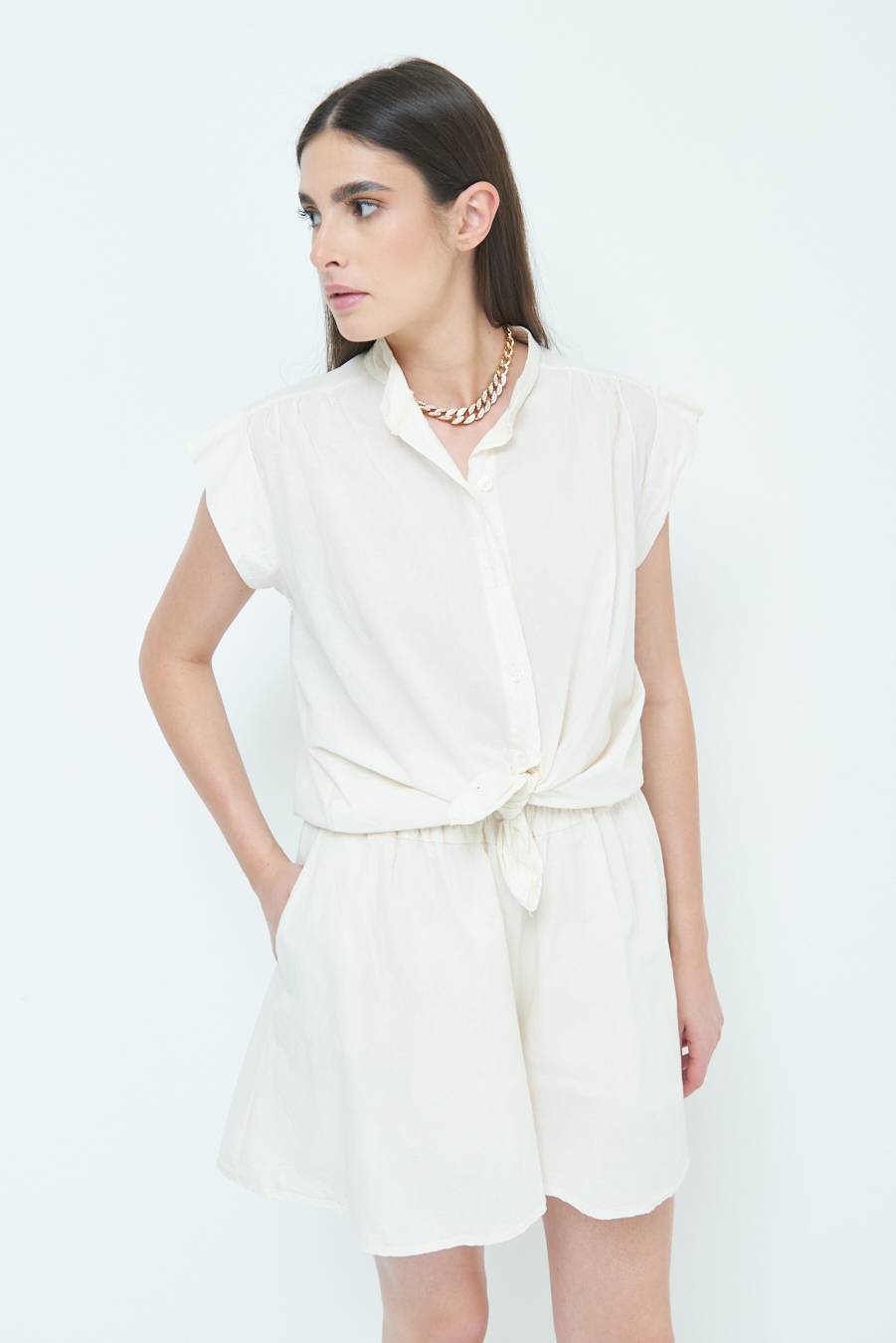 Kikisix CAMICIA SMANICATA CON NODO BURRO Qualità Garantita