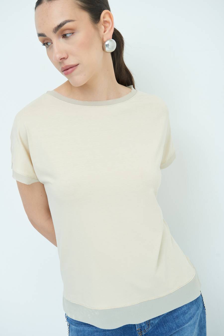 Kikisix MAGLIA PROFILO GEORGETTE BEIGE Fino Al -60%