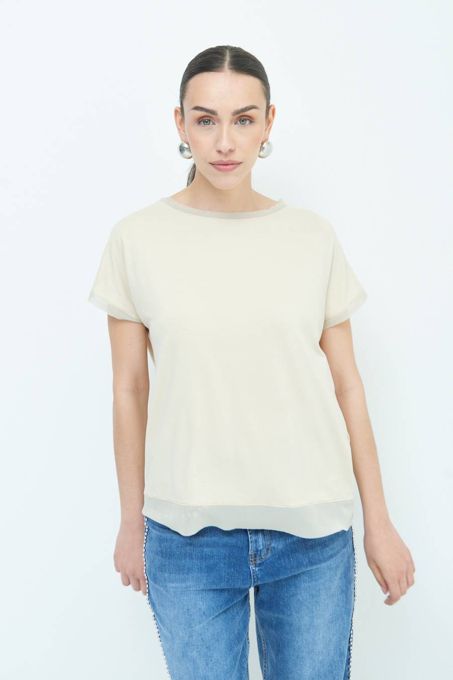 Kikisix MAGLIA PROFILO GEORGETTE BEIGE Fino Al -60%