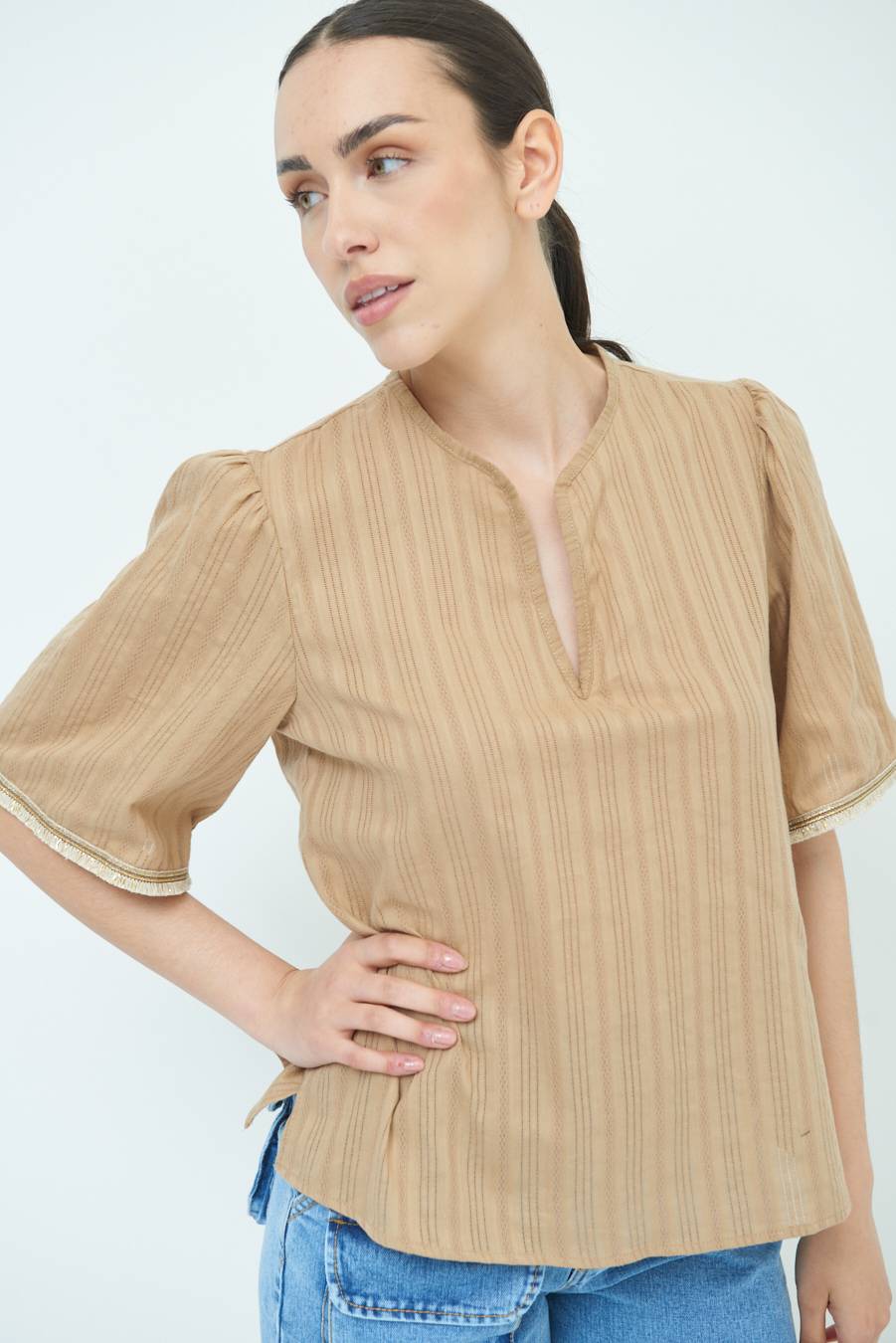 Kikisix CASACCA CON INSERTO ORO TABACCO Offerte