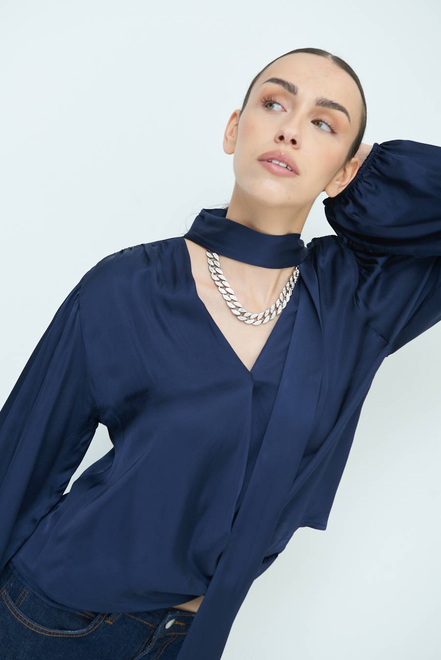 Kikisix CASACCA INCROCIO RASO VISCOSA BLU In Saldo