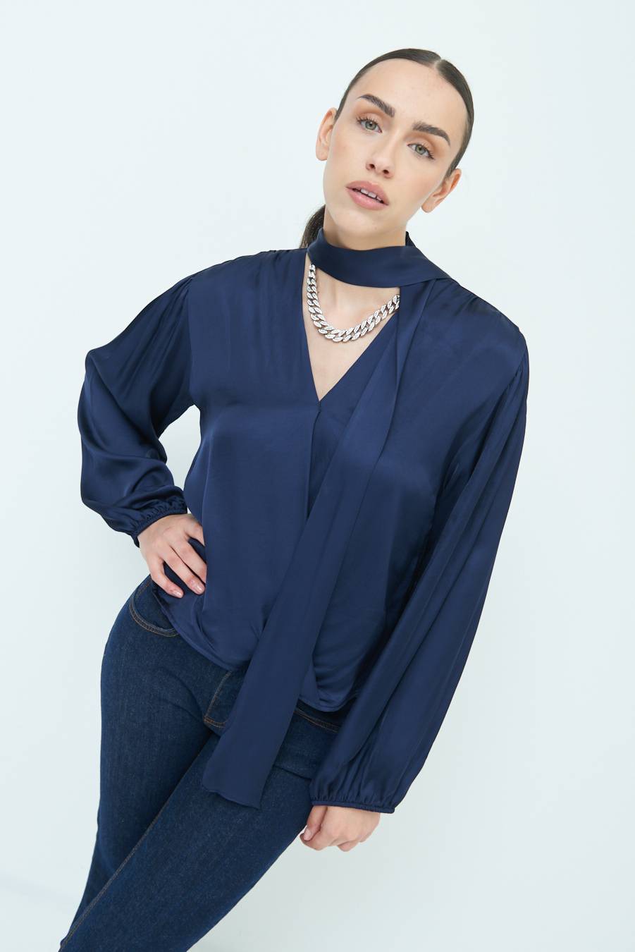 Kikisix CASACCA INCROCIO RASO VISCOSA BLU In Saldo