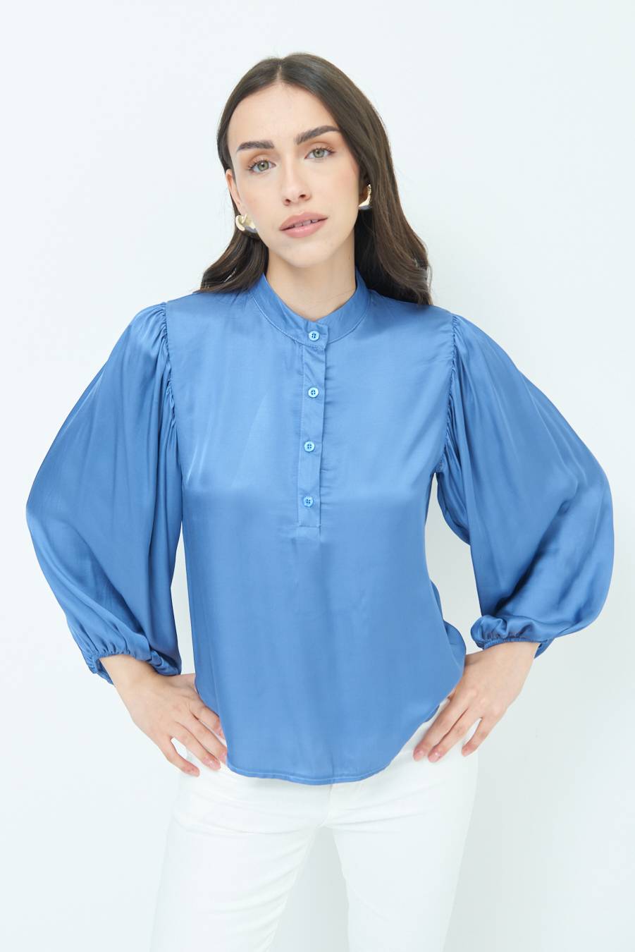 Kikisix CAMICIA POLO RASO VISCOSA POLVERE Qualità