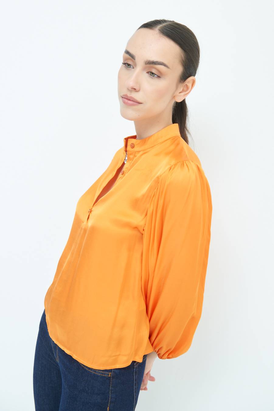 Kikisix CAMICIA POLO RASO VISCOSA MANDARINO Vendita
