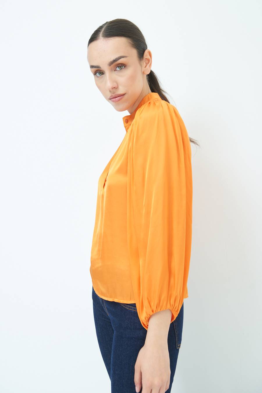 Kikisix CAMICIA POLO RASO VISCOSA MANDARINO Vendita