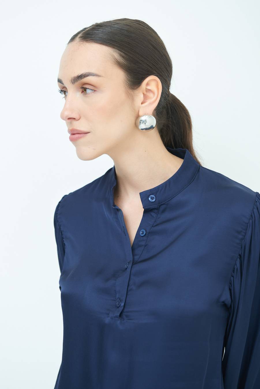 Kikisix CAMICIA POLO RASO VISCOSA BLU Spedizione Gratuita