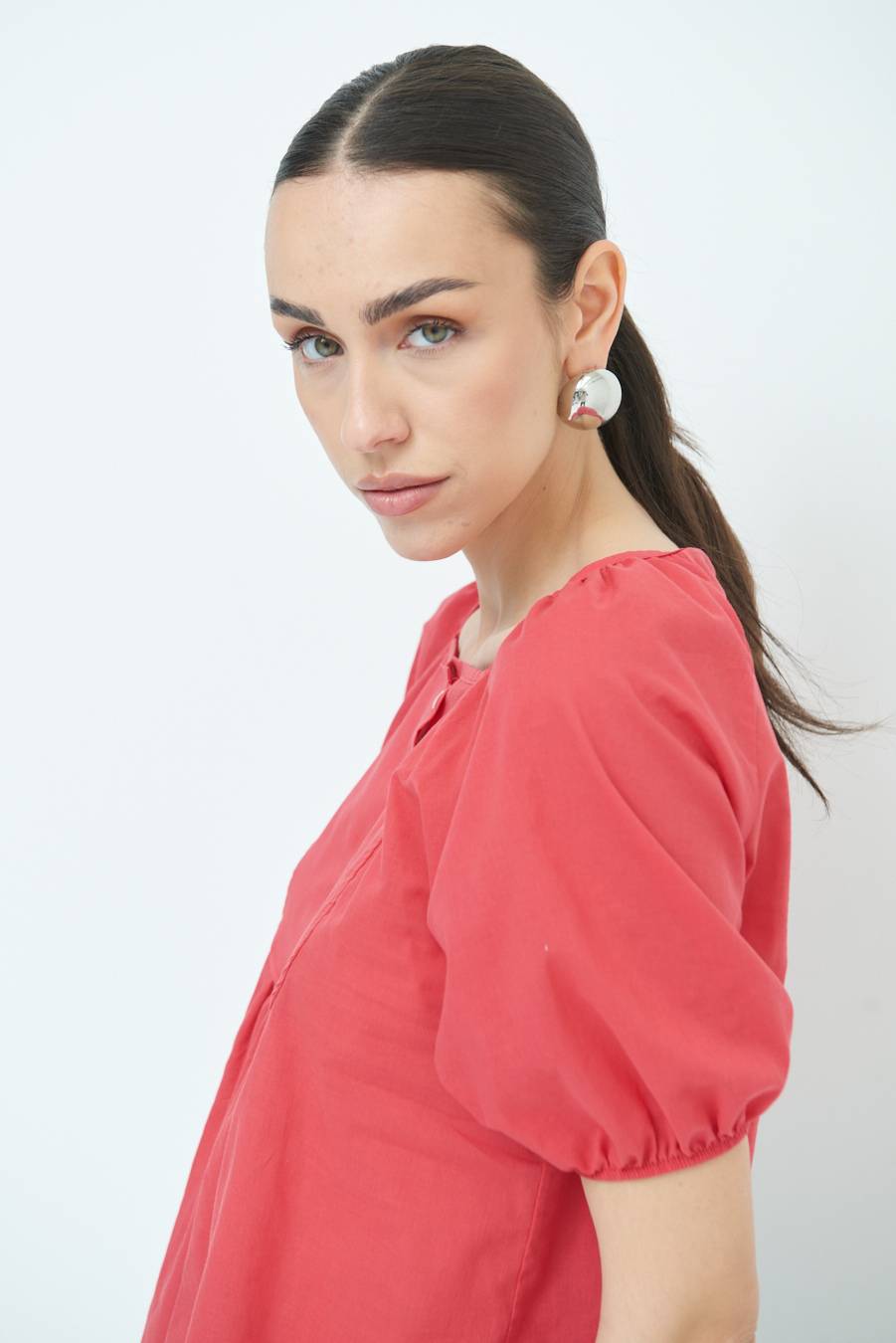 Kikisix CAMICIA CON BOTTONCINI DAV. COTONE ROSSO Pezzi Unici