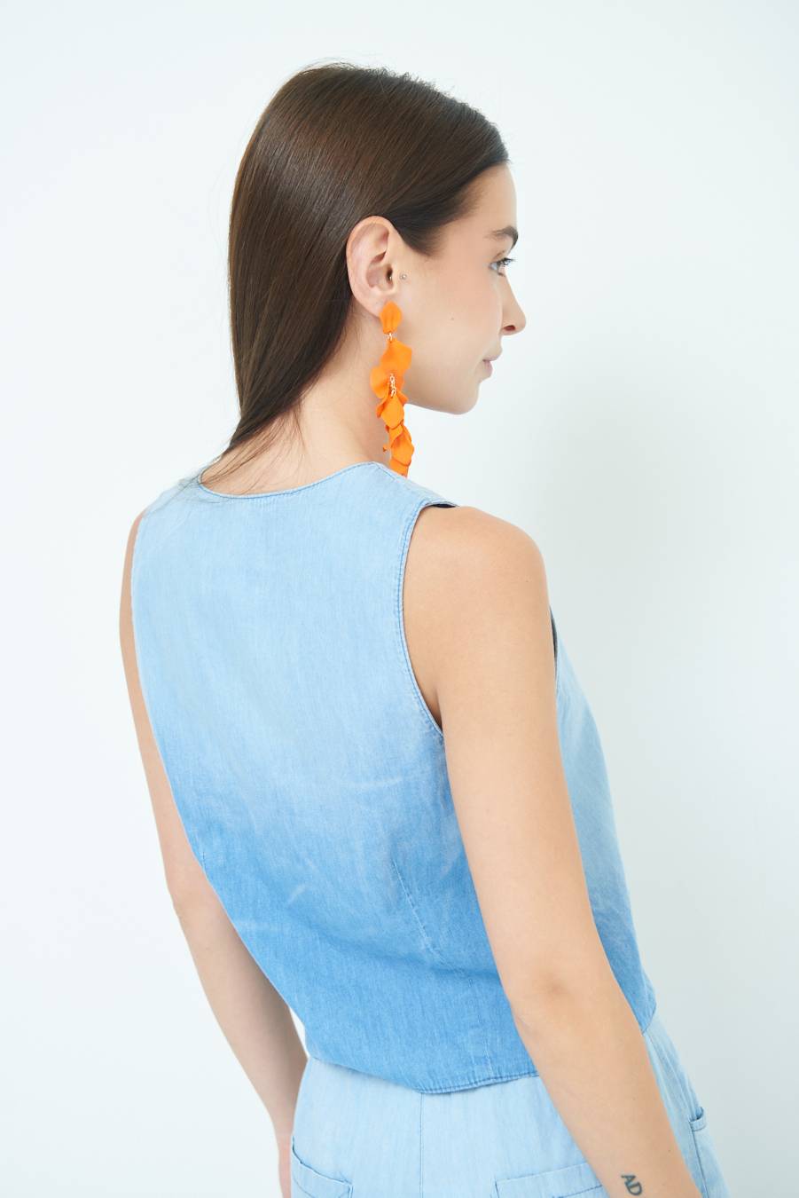 Kikisix GILET CHAMBRAY DEGRADE BLU CHIARO Negozi Online