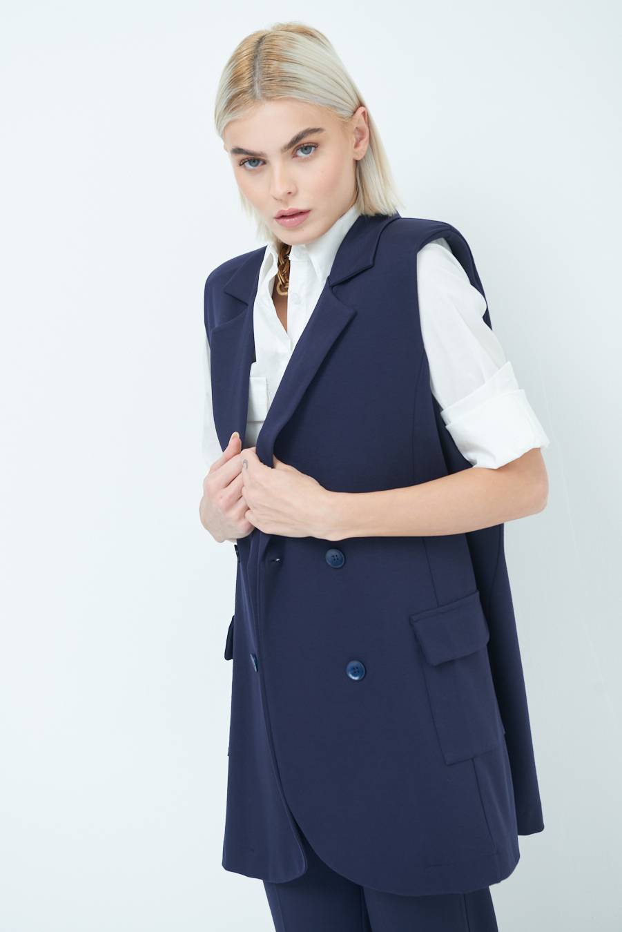 Kikisix GIACCA SMANICATA DOPPIOPETTO BLU Shopping Online