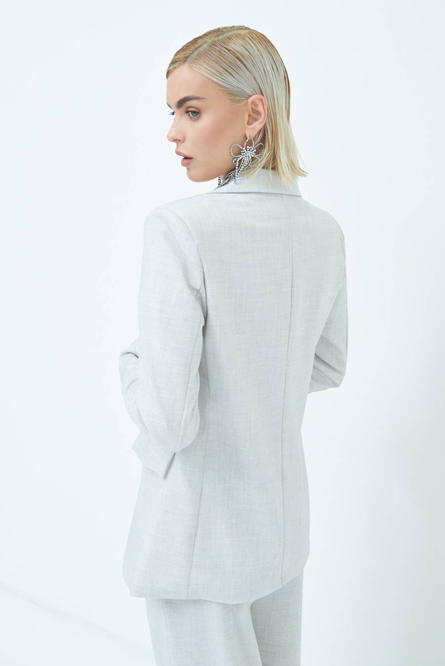 Kikisix GIACCA TESSUTO FIAMMATO GRIGIO Presa