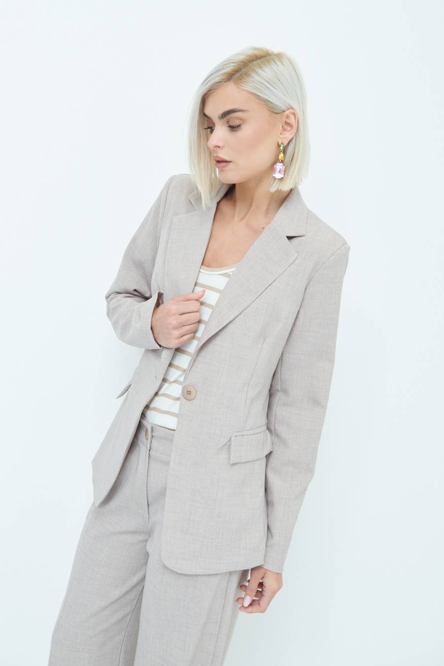 Kikisix GIACCA TESSUTO FIAMMATO BEIGE Sconto