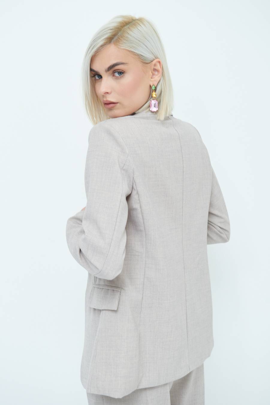 Kikisix GIACCA TESSUTO FIAMMATO BEIGE Sconto