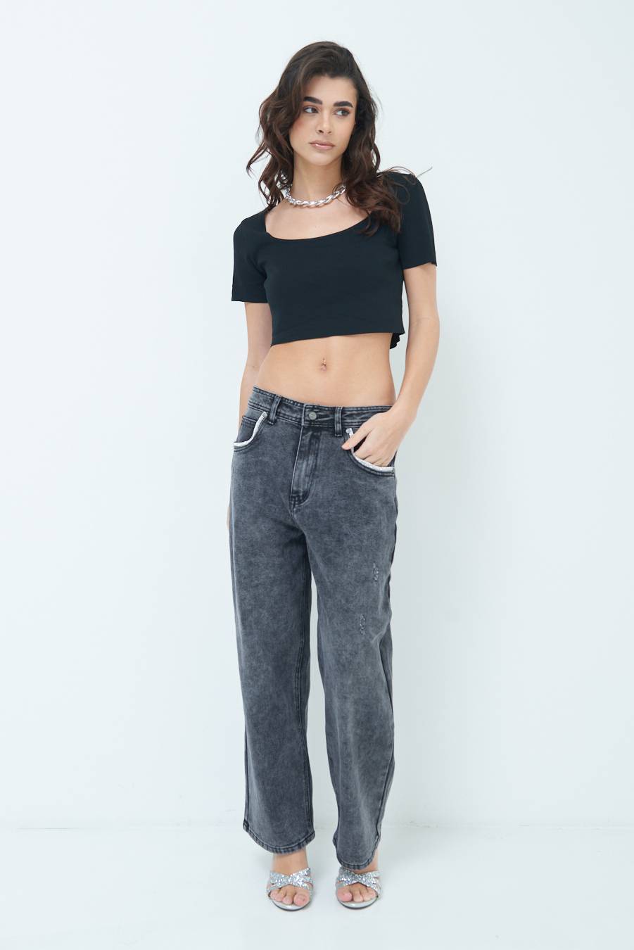 Kikisix JEANS NERO ACCESSORIO TASCA JEANS Negozio