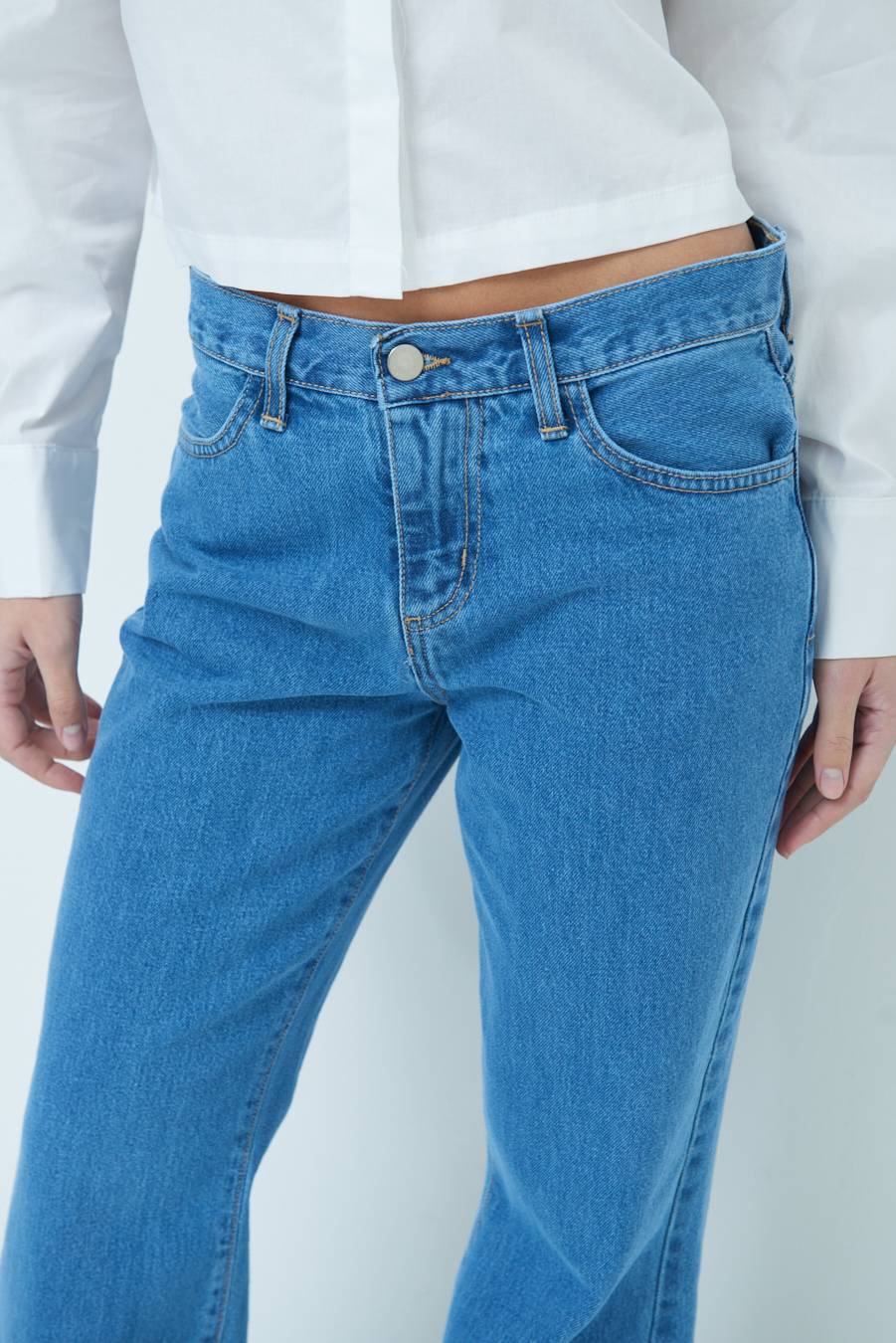 Kikisix PANTALONE ZAMPA CON RIBALTA DOPPIO STONE JEANS In Saldo