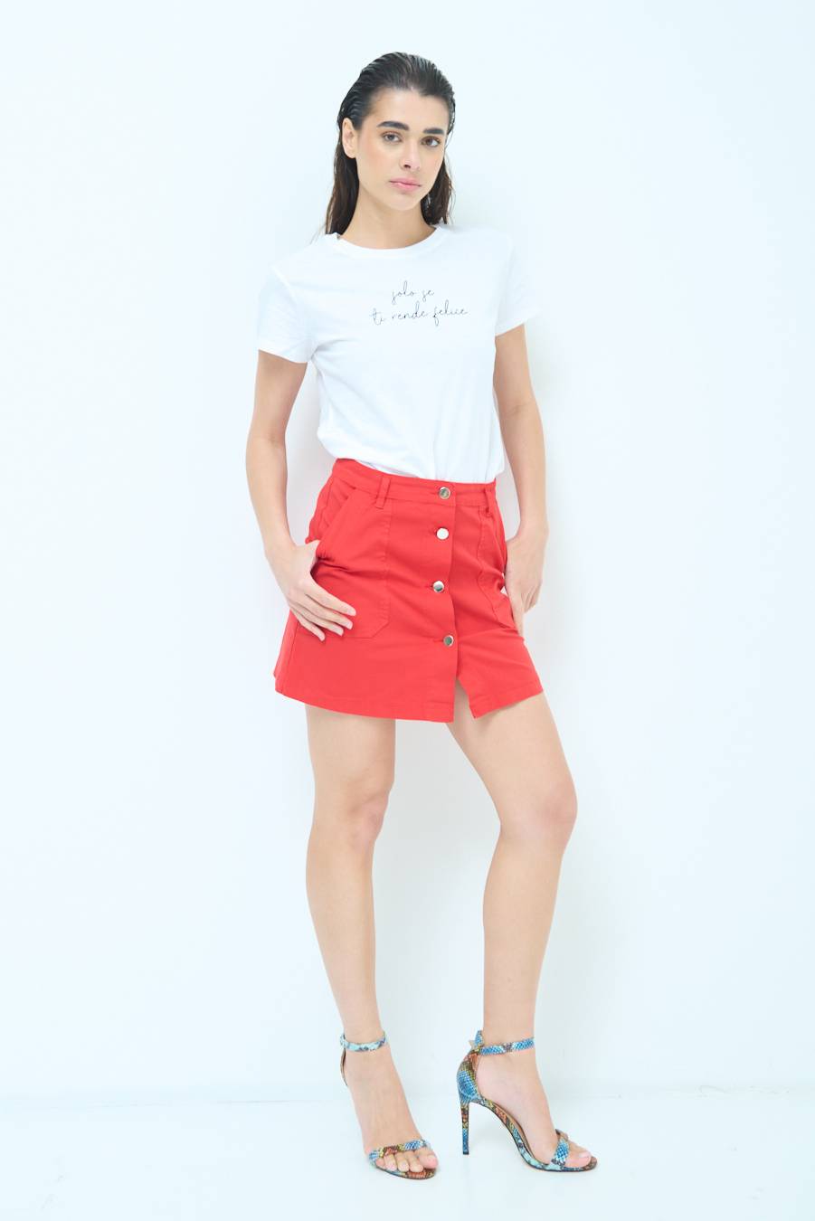Kikisix MINIGONNA BOTTONI DV. ROSSO Italia