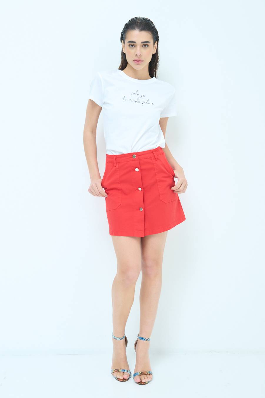 Kikisix MINIGONNA BOTTONI DV. ROSSO Italia