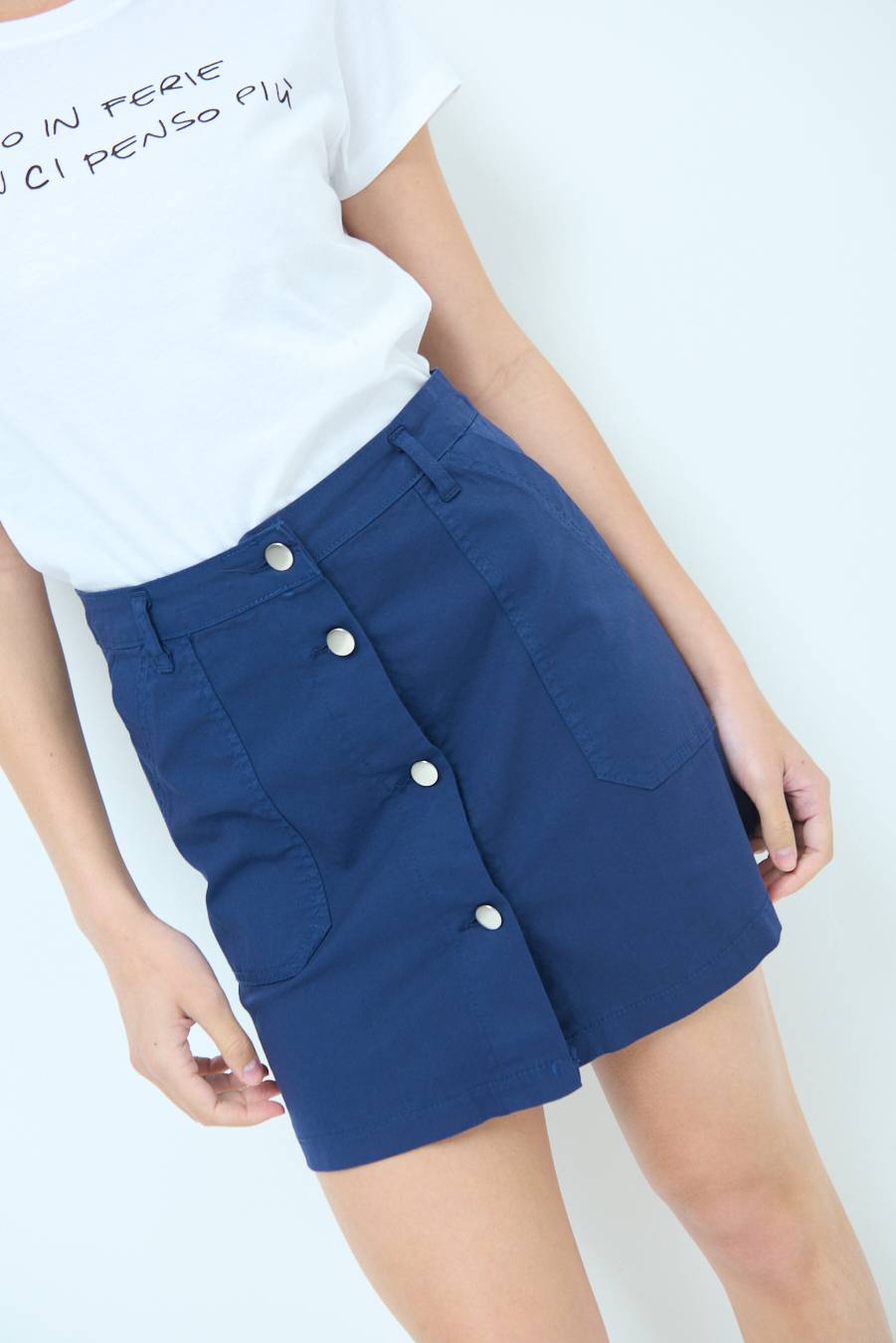 Kikisix MINIGONNA BOTTONI DV. BLU In Linea