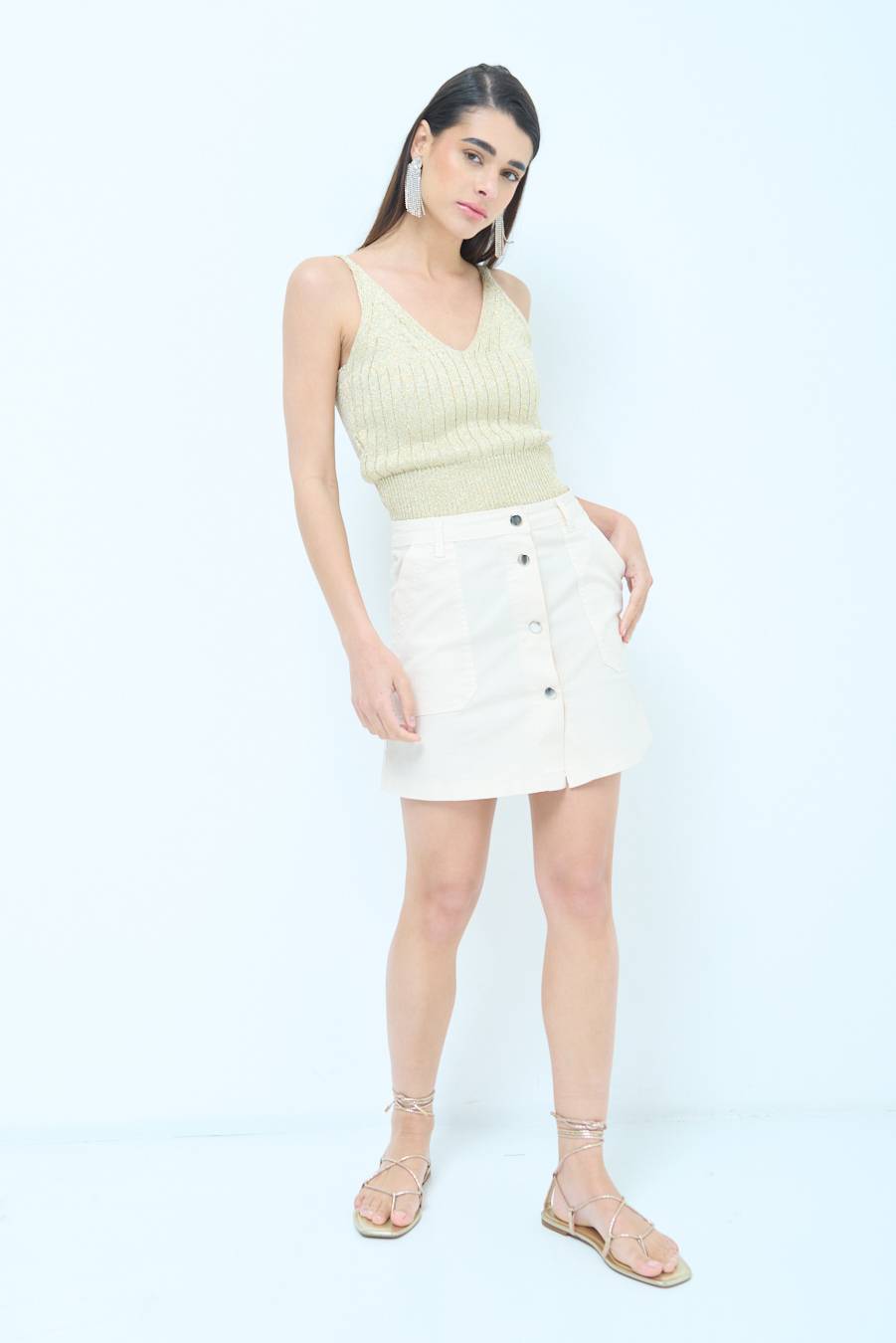 Kikisix MINIGONNA BOTTONI DV. BEIGE Qualità
