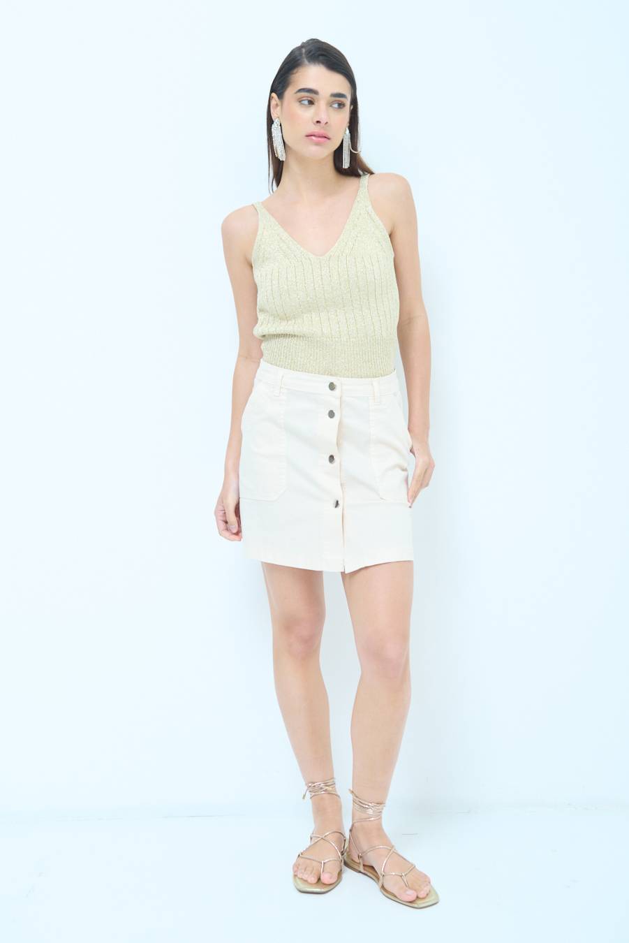 Kikisix MINIGONNA BOTTONI DV. BEIGE Qualità