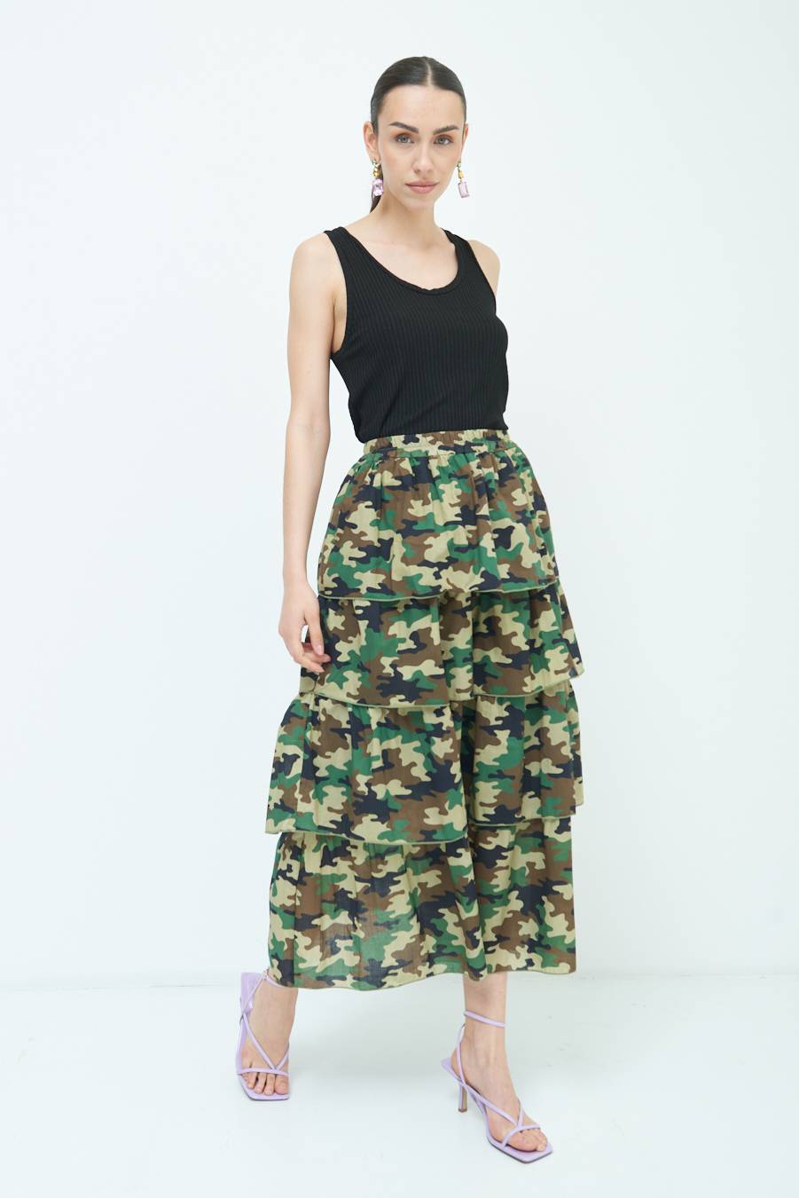 Kikisix GONNA BALZE CAMOUFLAGE VERDE MILITARE Spedizione Gratuita