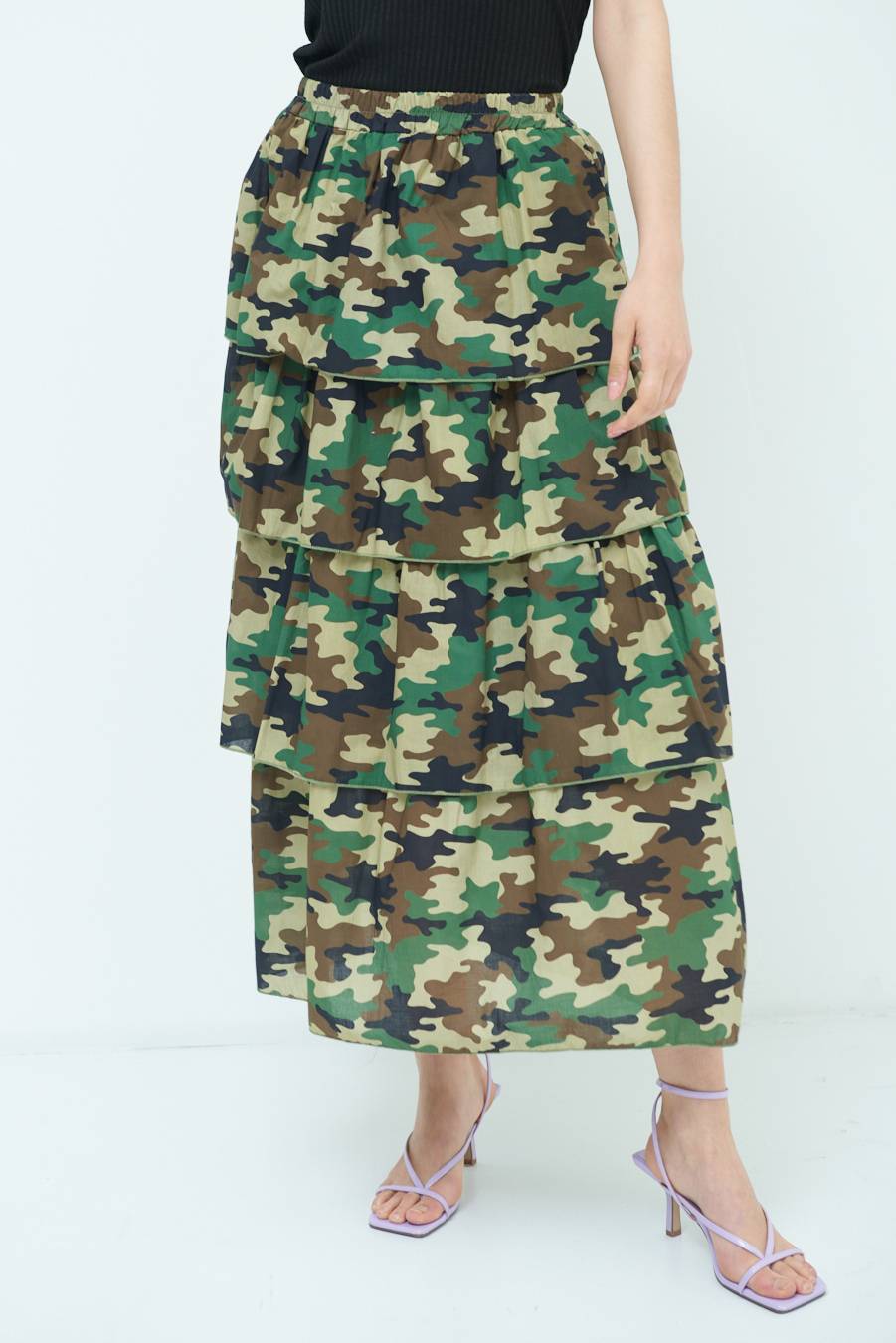 Kikisix GONNA BALZE CAMOUFLAGE VERDE MILITARE Spedizione Gratuita