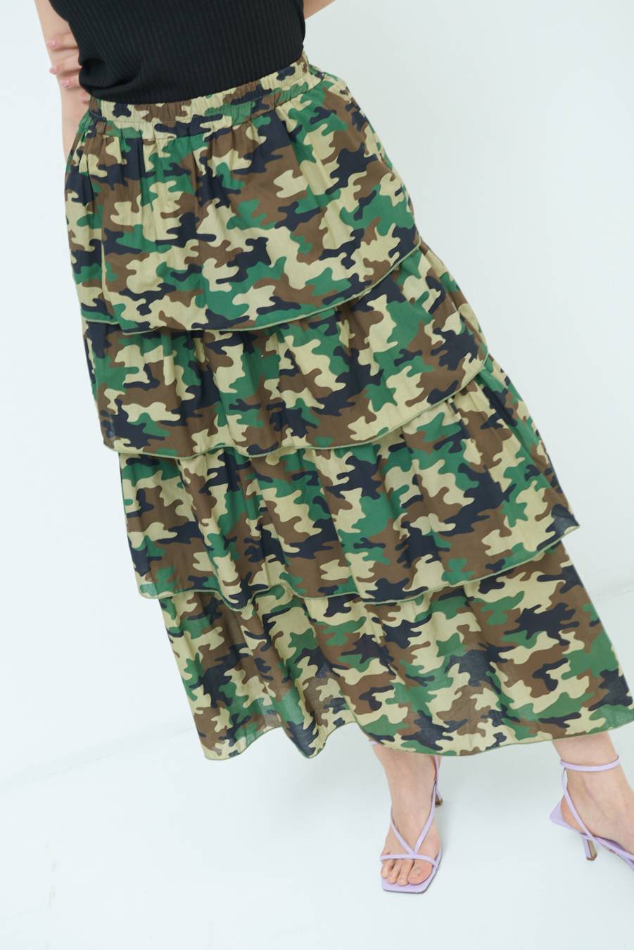 Kikisix GONNA BALZE CAMOUFLAGE VERDE MILITARE Spedizione Gratuita